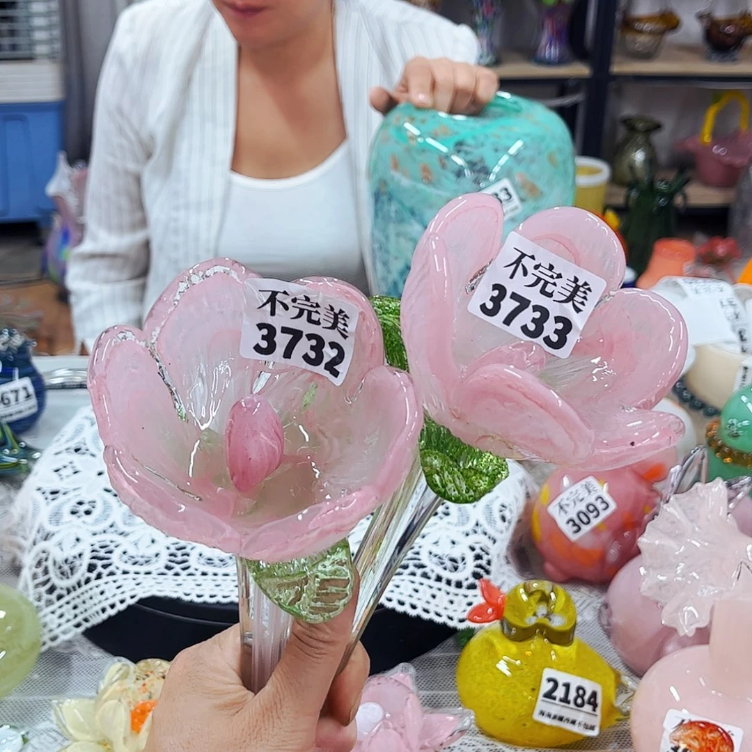 短杆2朵 黑点多 家悦琉璃工艺品