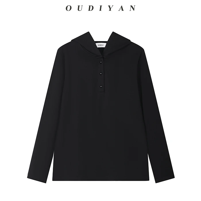 OUDIYAN | 小个子高端女装 秋季新款宽松休闲百搭连帽卫衣