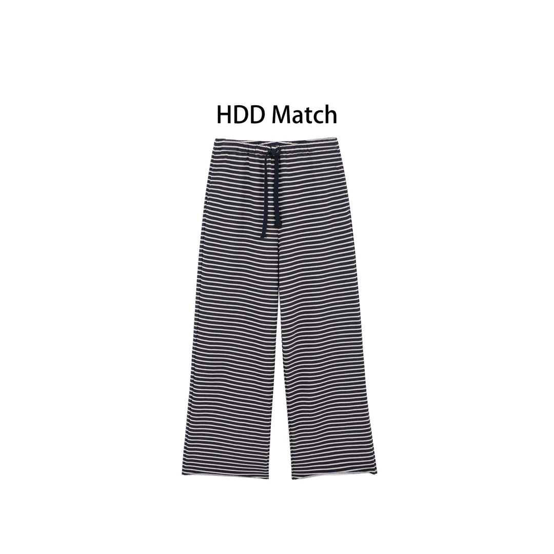 HDD- "条纹美感"  棉 宽松系带垂感休闲百搭条纹裤  Y8413