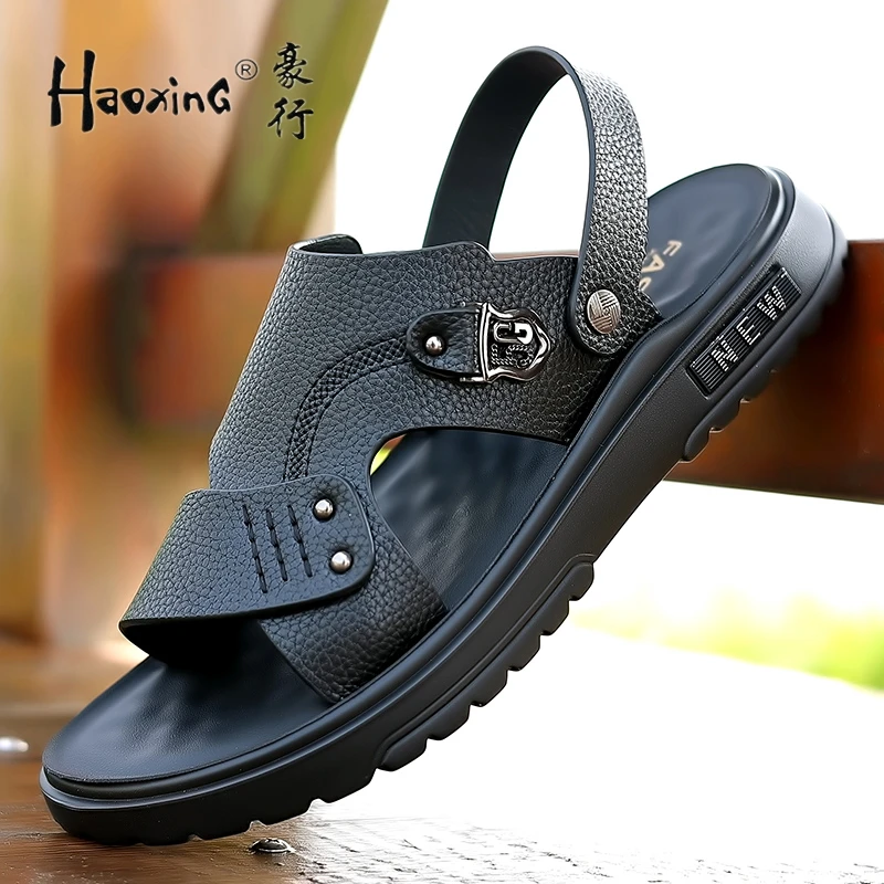 豪行2025夏季男士凉鞋外穿休闲沙滩鞋男鞋男款软底防滑两穿拖鞋