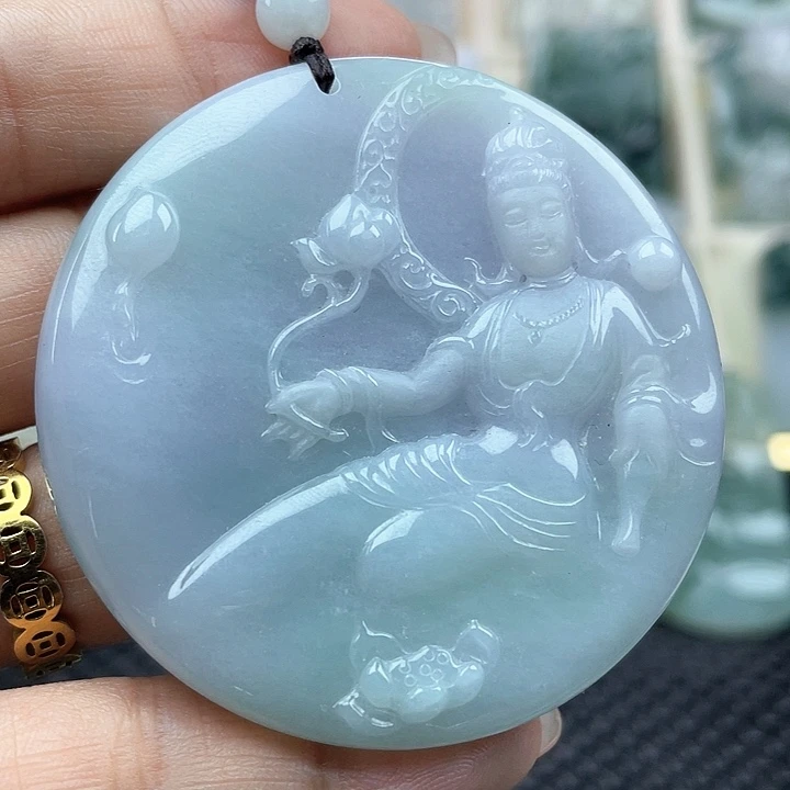 颈饰未镶嵌翡翠微*天然翡翠A货观音