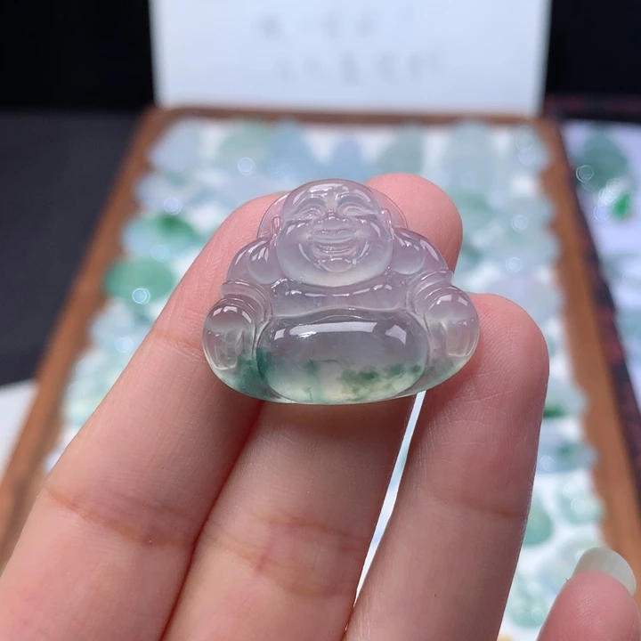 颈饰未镶嵌翡翠冰种飘花佛公