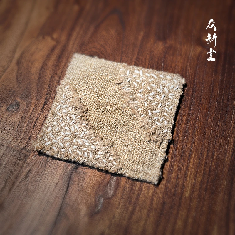 老柞蚕丝手工诧寂风茶垫手工缝纫杯垫加厚复古茶具吸水垫子