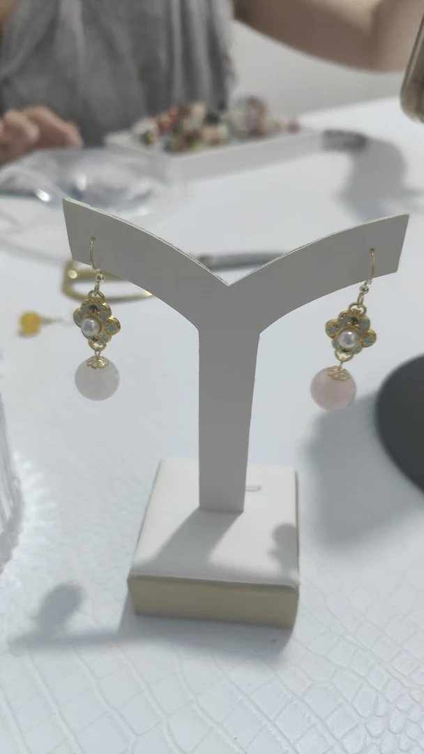 高品质粉水晶耳坠BD99