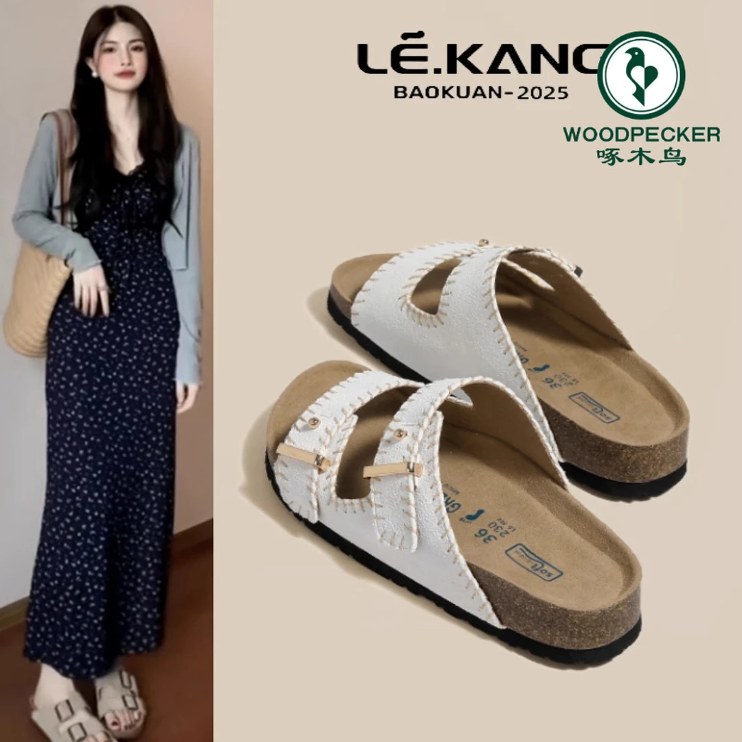 啄木鸟白鹿同款勃肯凉拖鞋女2025新款夏季时尚拖鞋女厚底博肯凉鞋
