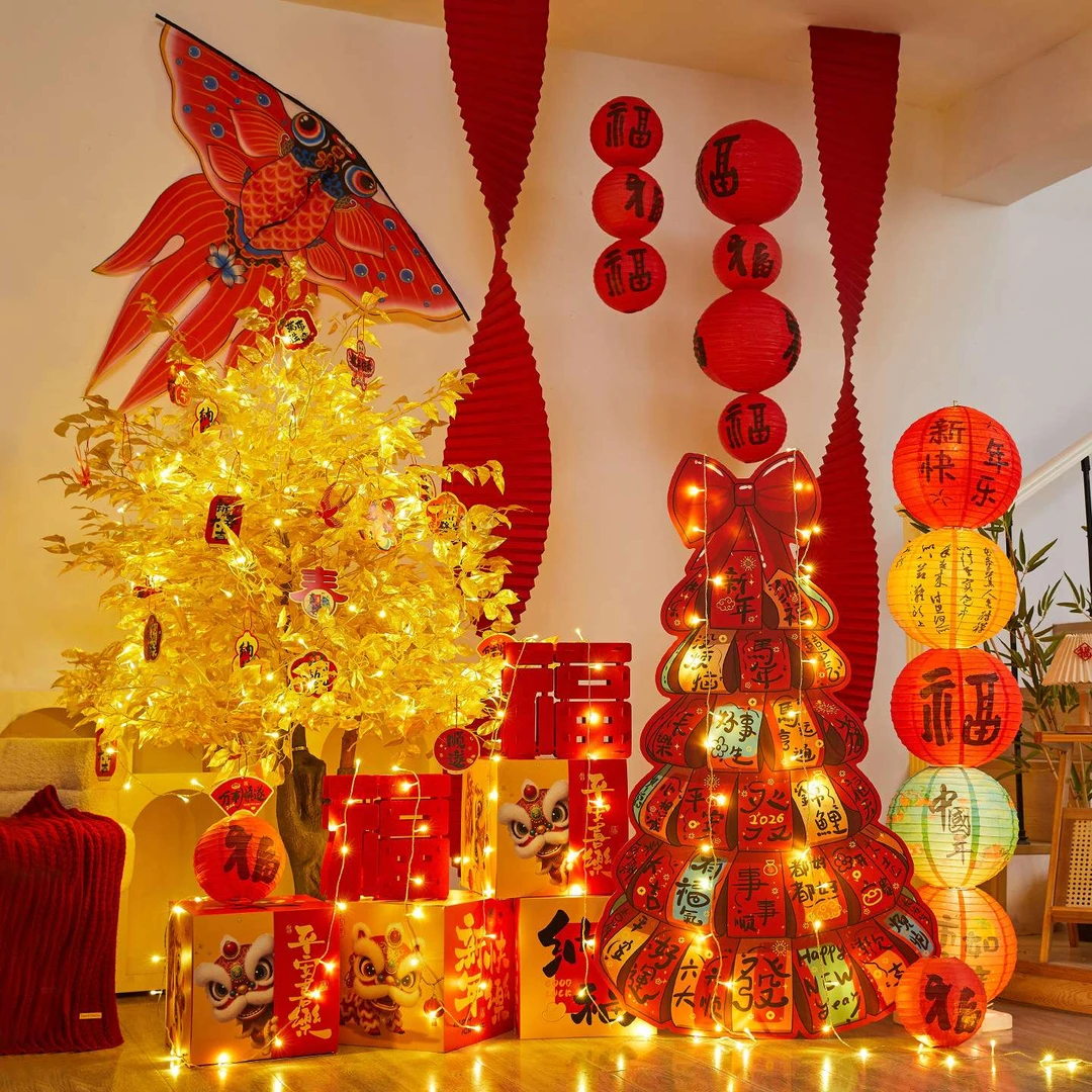 2026马年过新年装饰发财树摆件春节商场店铺美陈元旦氛围场景布置