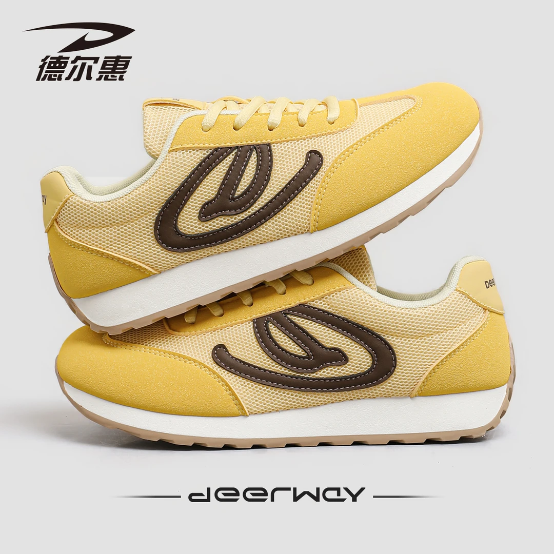 德尔惠夏季女鞋时尚休闲板鞋软底透气系带跑步鞋网面轻便阿甘鞋女