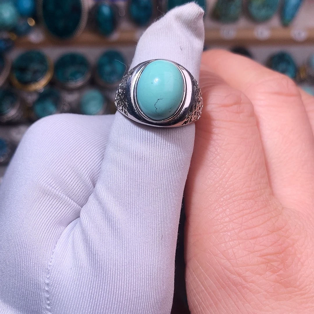 绿松石挂件银S925镶嵌