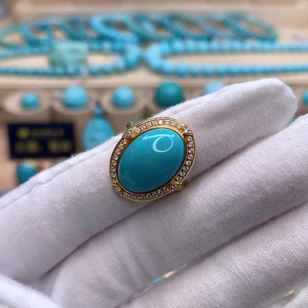 绿松石18K金镶嵌珠宝奇石