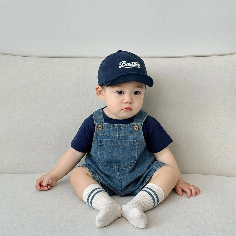 男童夏季套装新款短袖T恤宝宝休闲背带裤男童洋气外出服两件套薄.