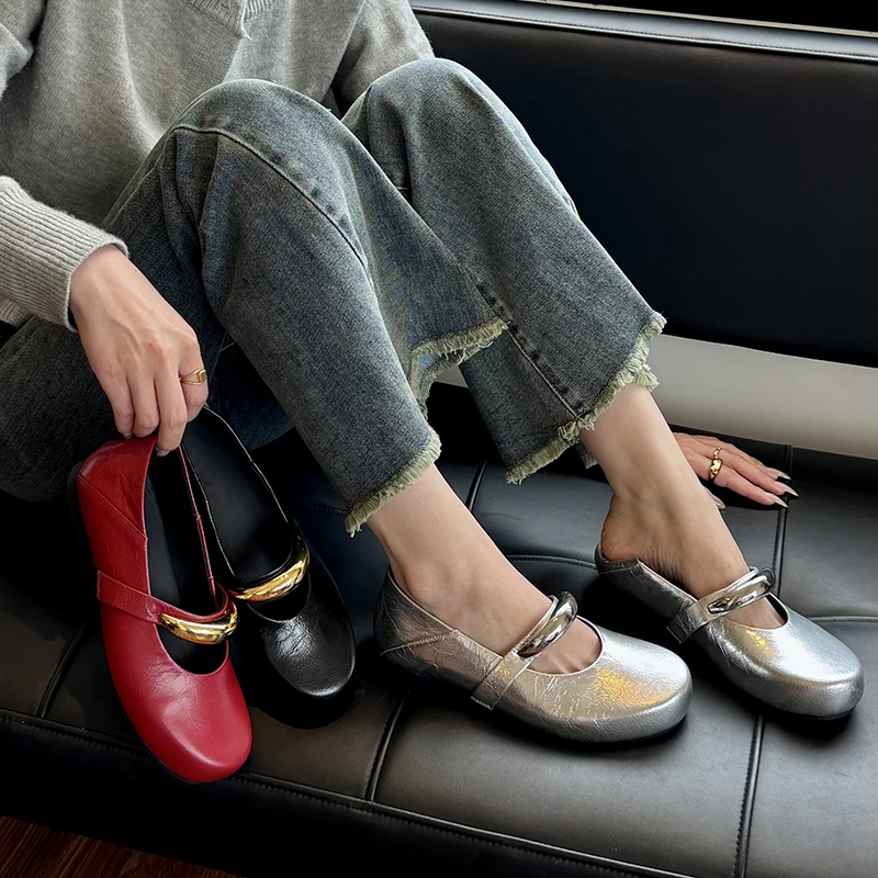 芭洛克莱  厚底法式单鞋女2025新款春季银色红法式绝美不累脚单鞋