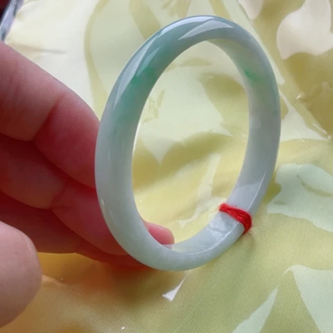 翡翠未镶嵌手镯53.8贵椭圆无大纹裂48小时鉴赏微棉