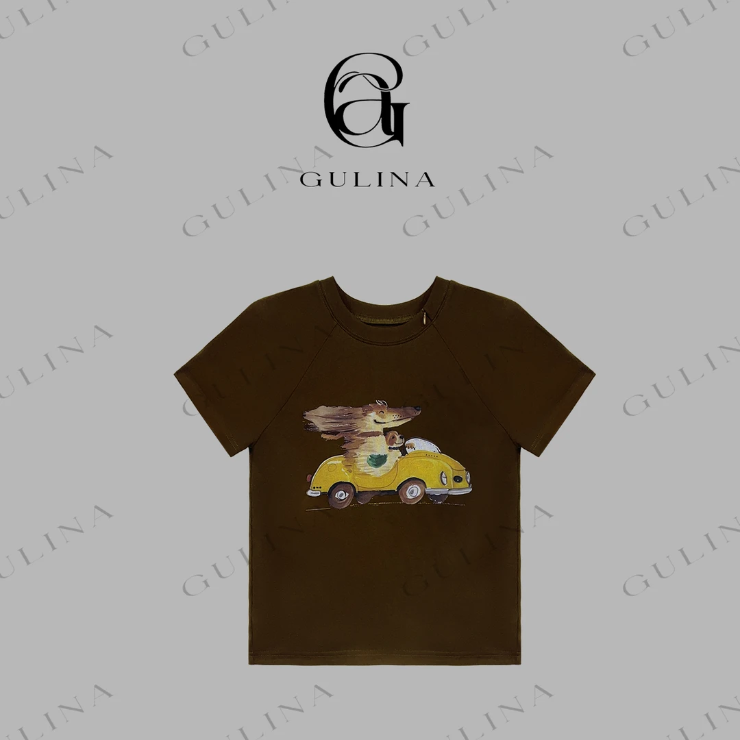 GULINA/娜姐欧洲站新款圆领简法式经典百搭小车短袖T恤2557T29904