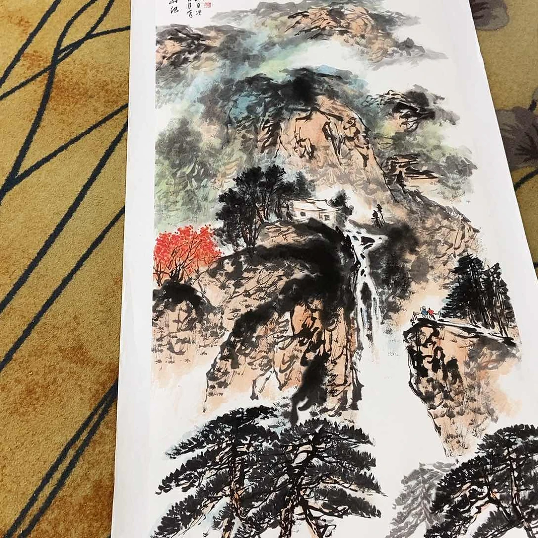 国画b**k师文志手绘山水70.140