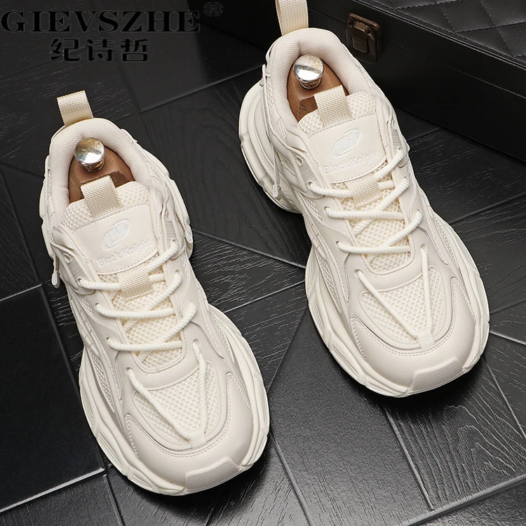 纪诗哲老爹鞋男秋季新款厚底增高百搭透气网面男士秋季网面老爹鞋