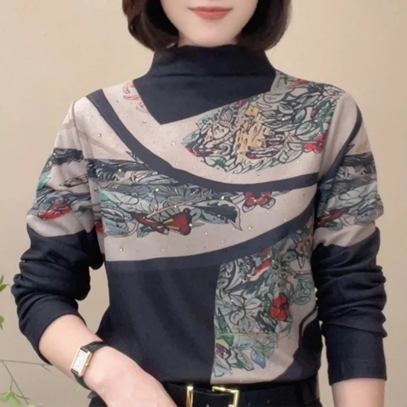 双面澳绒打底衫女长袖内搭洋气保暖T恤春秋冬新款半高领百搭上衣