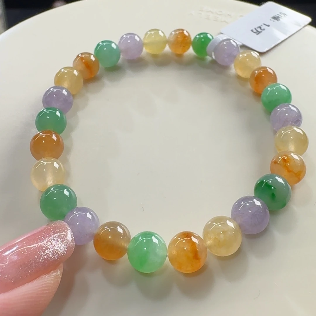 未镶嵌手串翡翠彩虹糖果串卡6.8 多巴胺！福利！