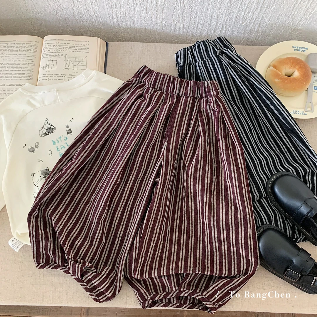 h0360 2025秋季新款韩版男童洋气条纹运动裤男孩宽松裤子