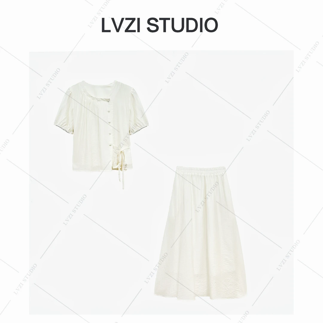 【露华浓】禅意系古典韵味国风设计感绑带上衣慵懒精致半裙两件套