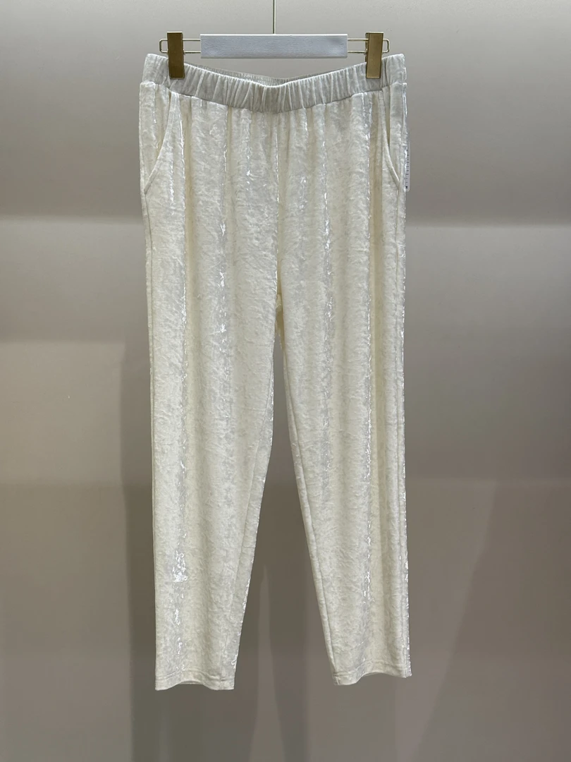 秀巧9826白色水晶丝绒裤子超级舒适凉快