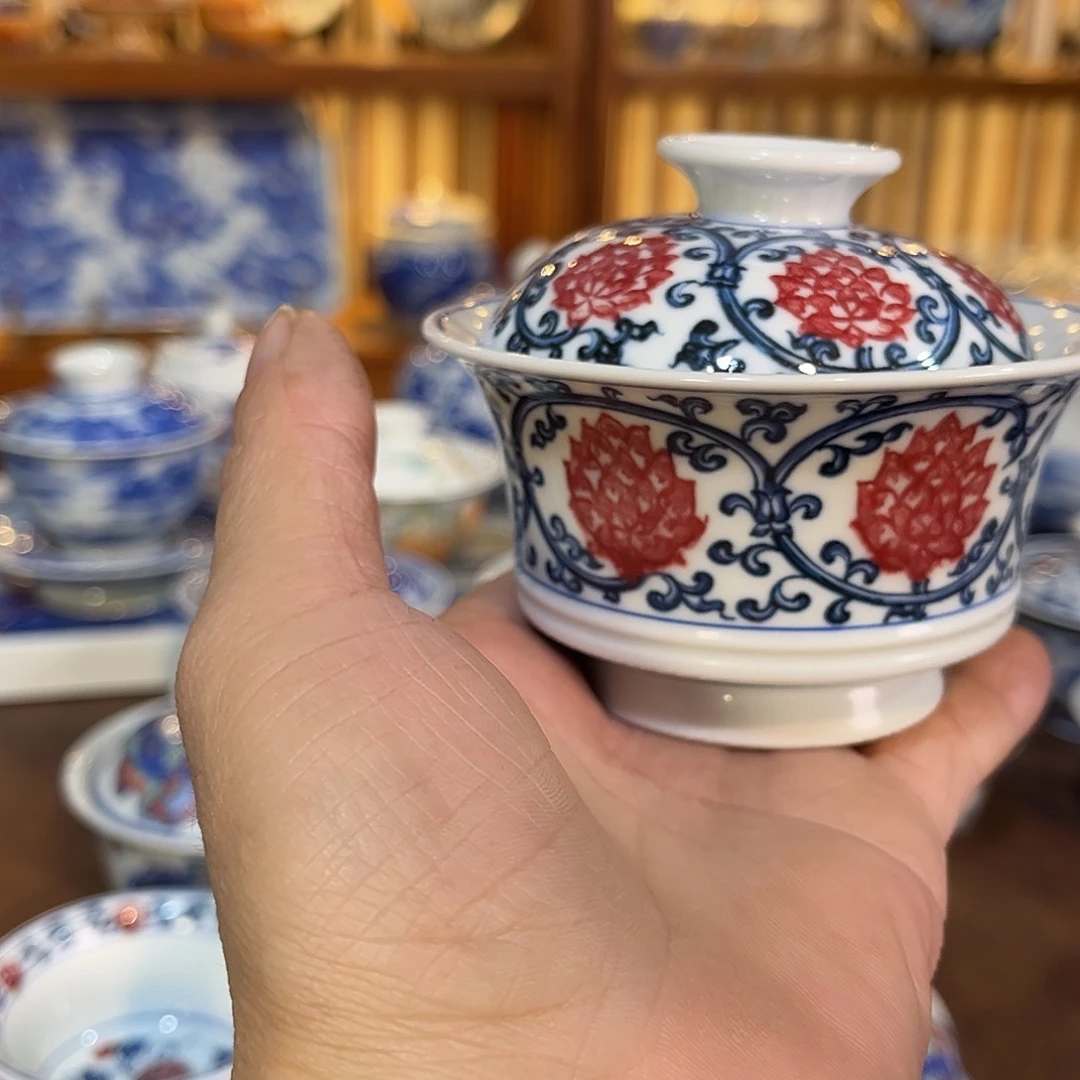 錡镇堂手工手绘盖碗