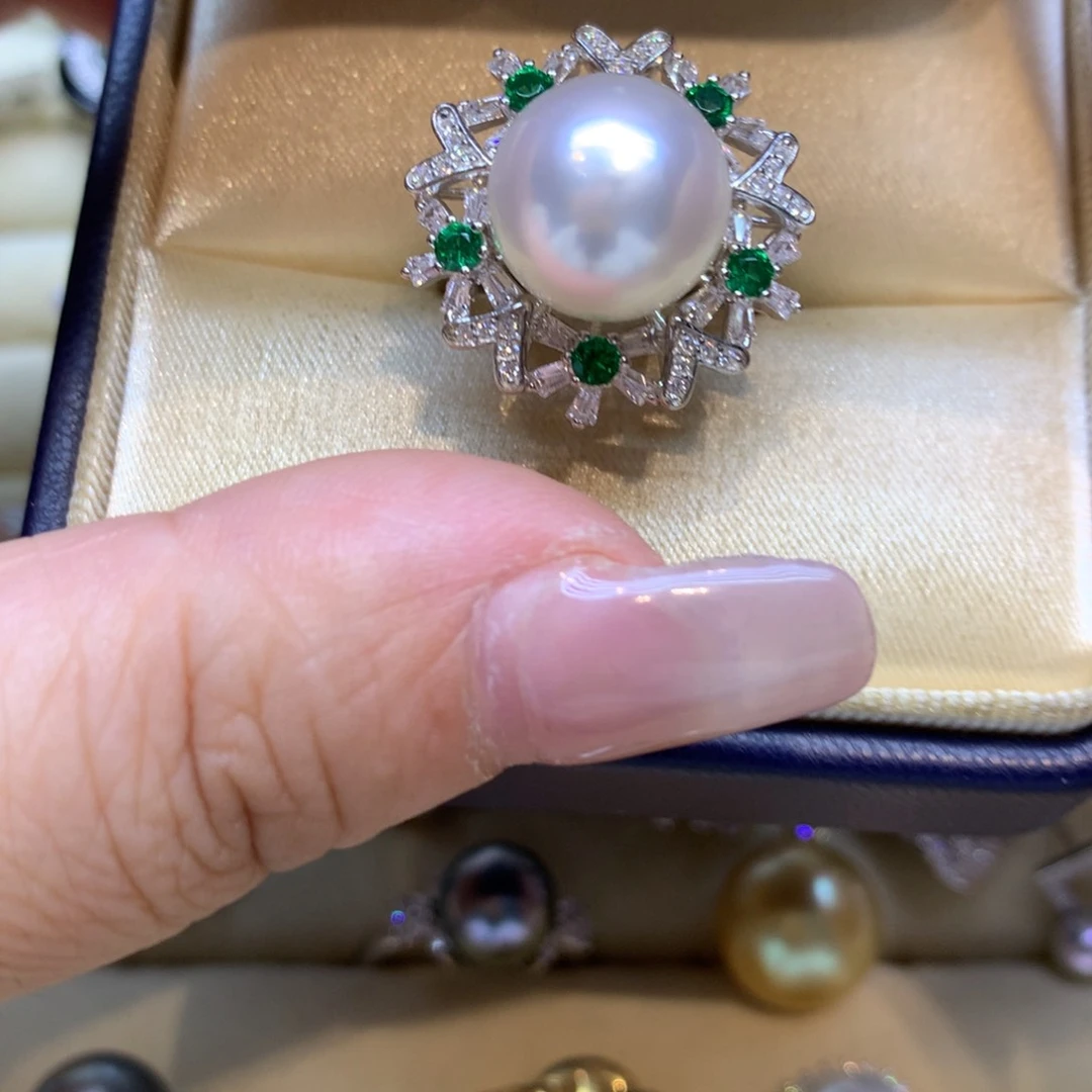 银S925镶嵌戒指海水珍珠