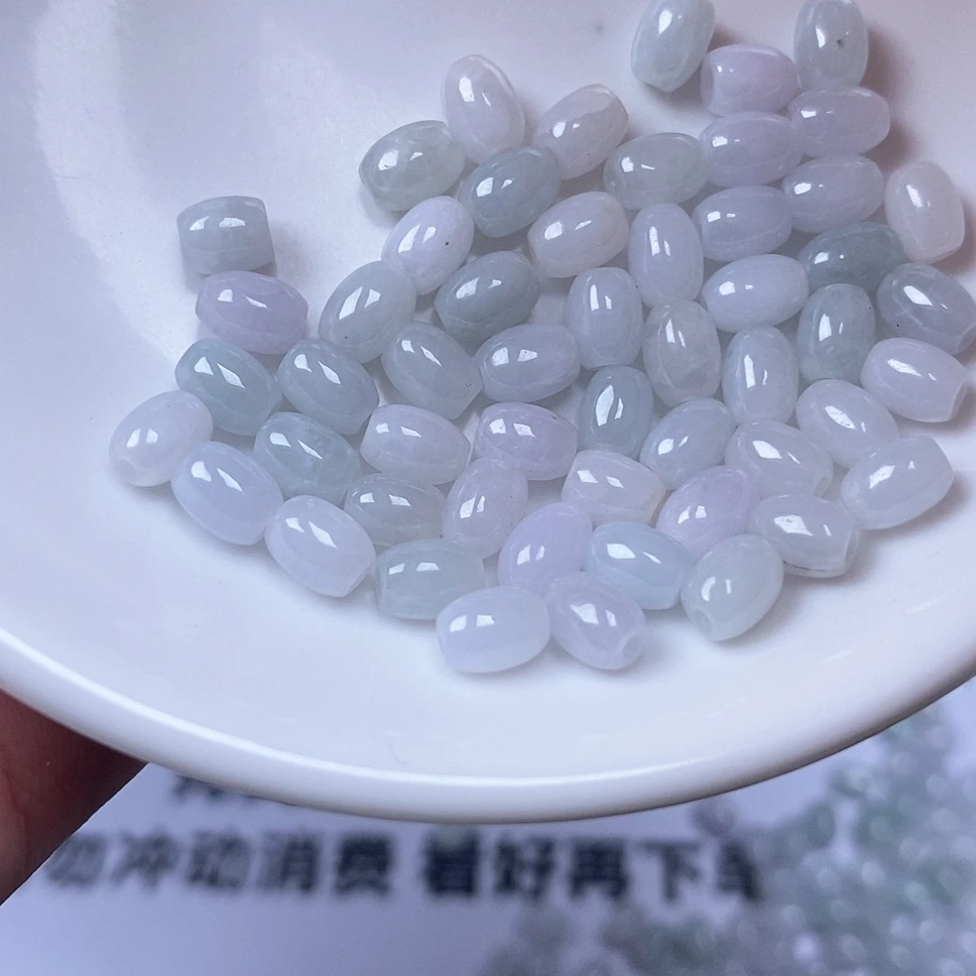 散珠翡翠翡翠大米珠50颗卡6*4