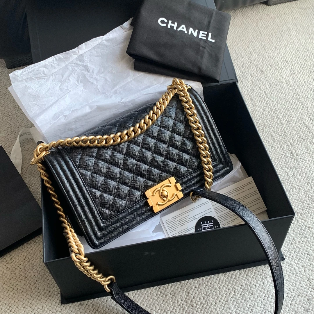 99新 Chanel/香奈儿  黑金鱼子酱leboy 中号 14349989
