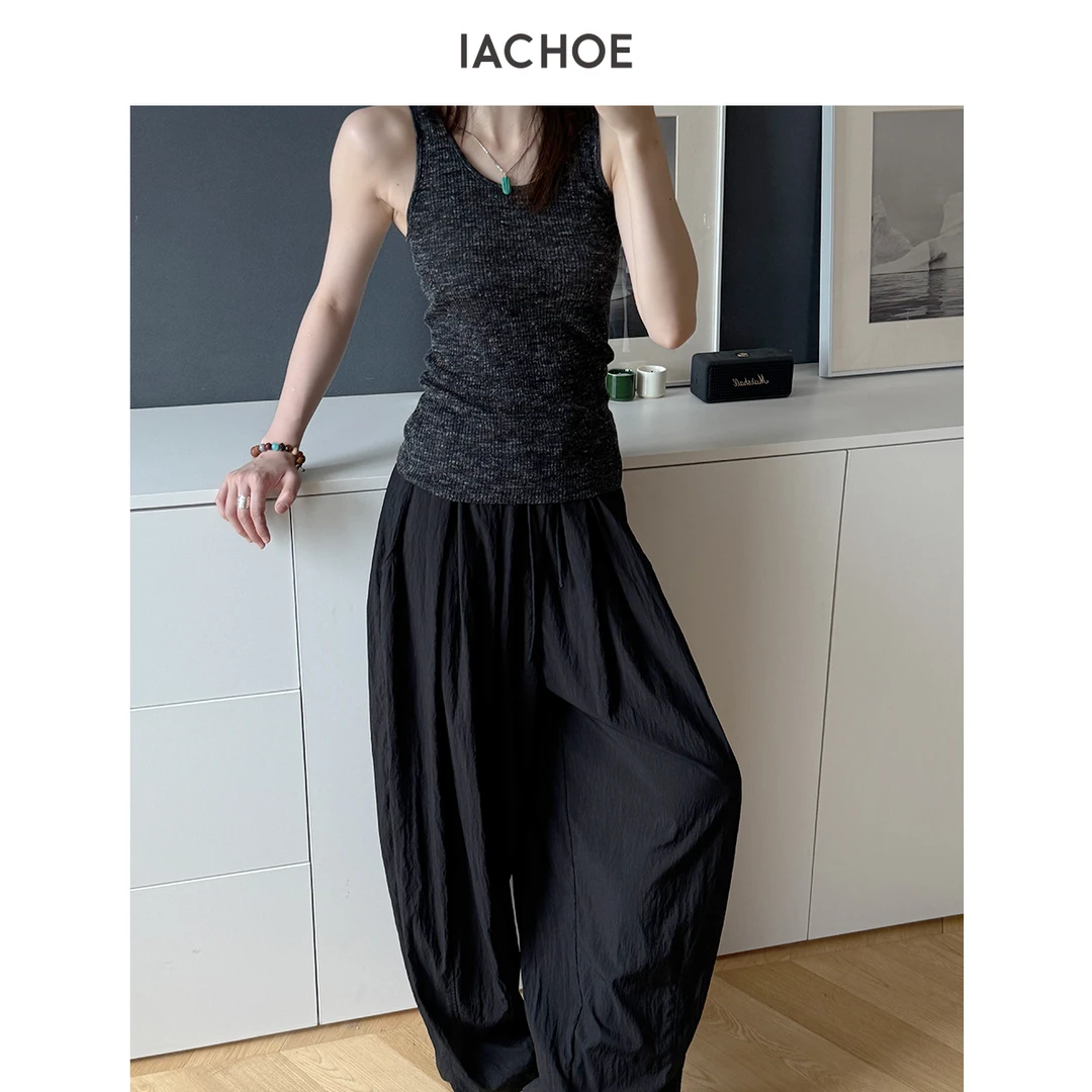 IACHOE含亚麻杂灰色工字背心3631503003