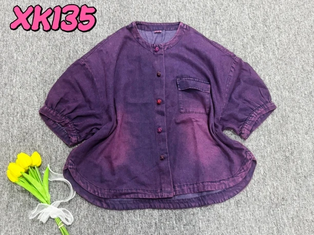135夏季新品大版宽松炒色系牛仔短袖外套