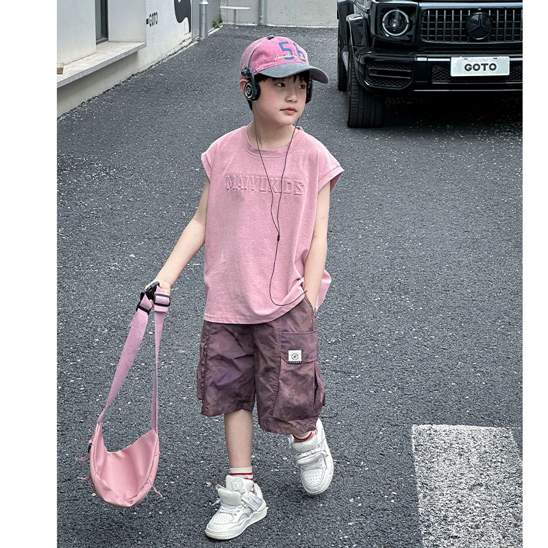 男童套装夏季2025爆款无袖洋气中大童薄款时髦韩版夏装TZW1073