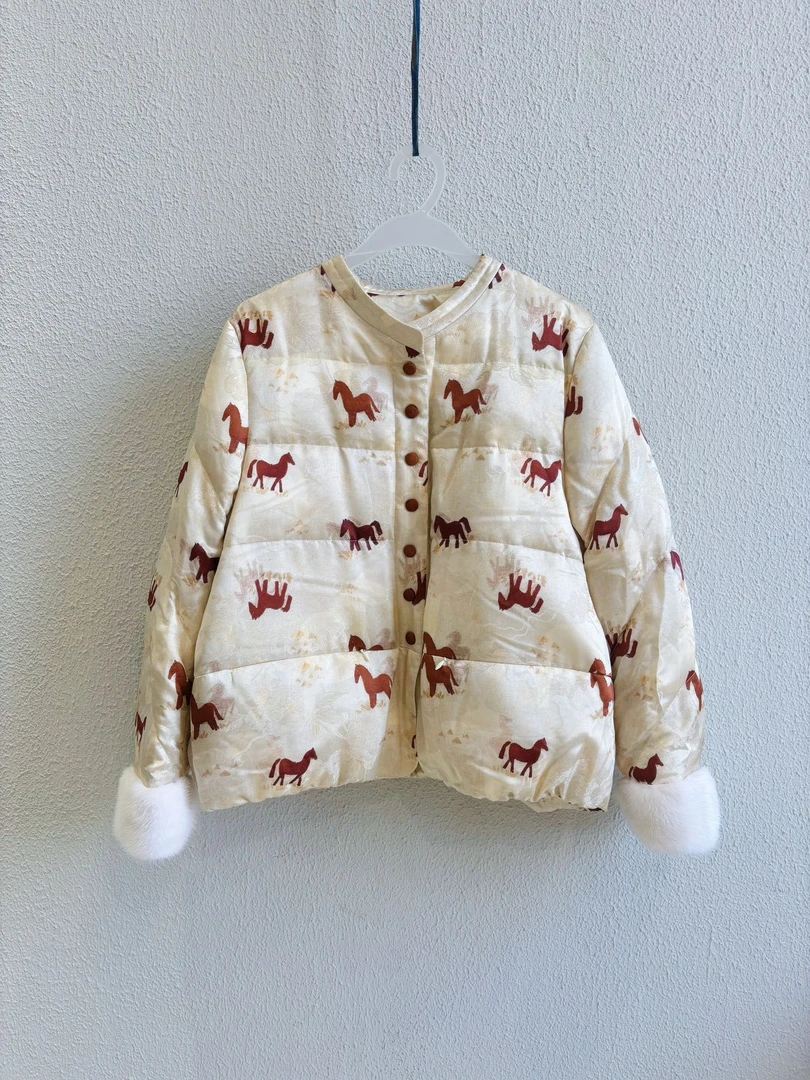 鹅绒服DY3291樱美嘉新中式桑蚕丝秋冬新款水貂毛袖口羽绒女外套