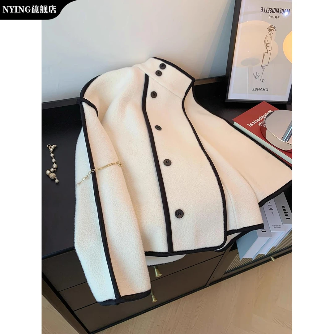 NYING时尚优雅舒适复古的设计对比的颜色多用途的立领外爆款男士