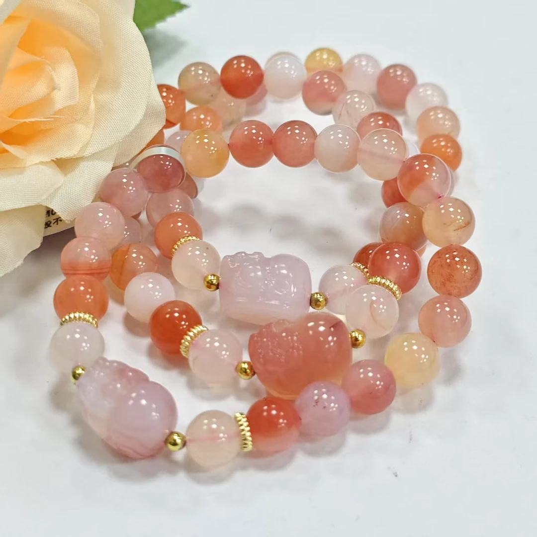 【书记甄选】天然原创盐源玛瑙单圈手链 多样式发一件约8mm GD6043