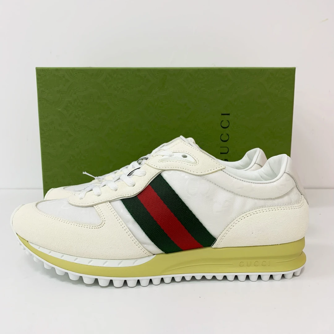 未使用 GUCCI/古驰 未使用 古驰米白色银线刺绣双G高尔夫运动鞋
