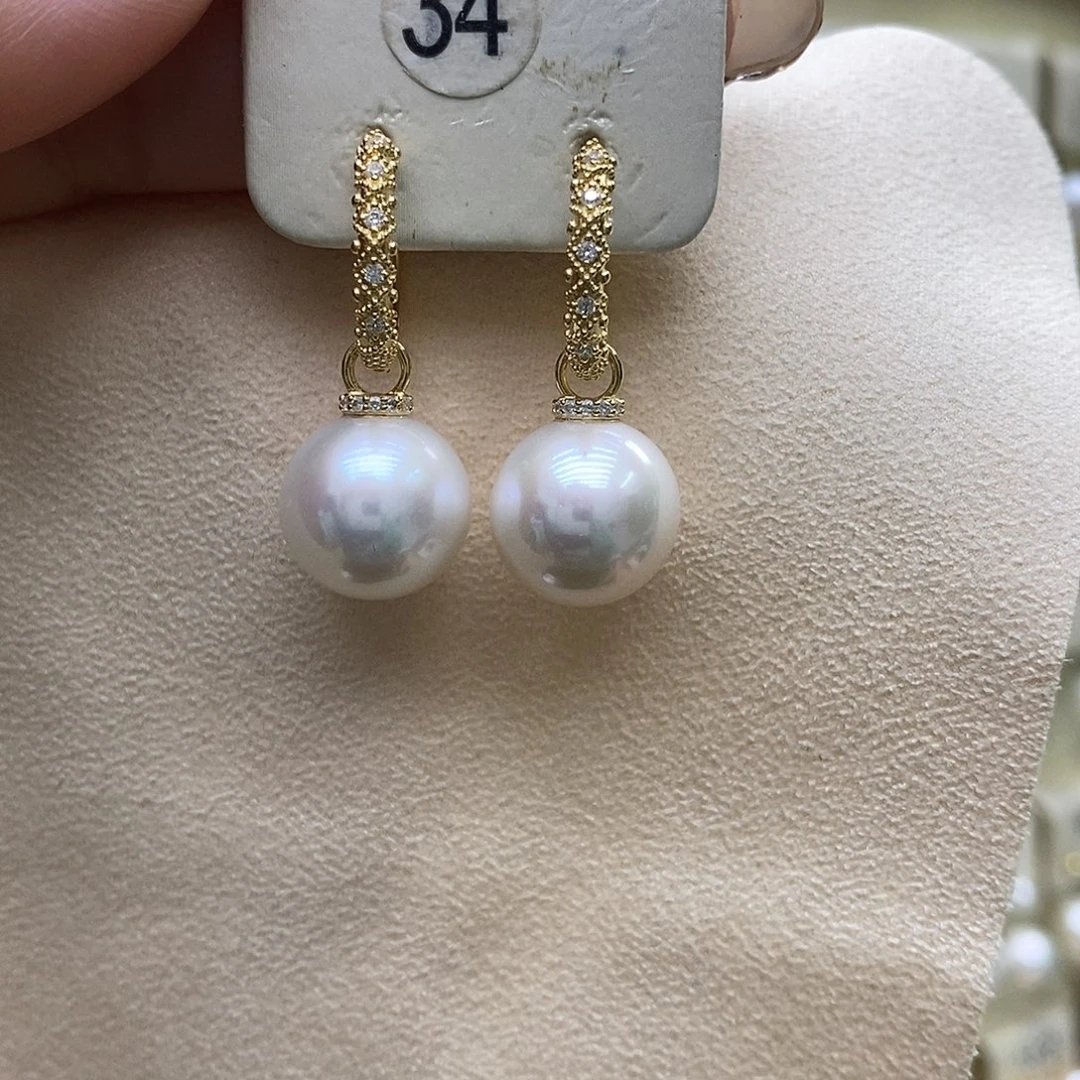 淡水珍珠耳饰银S925镶嵌