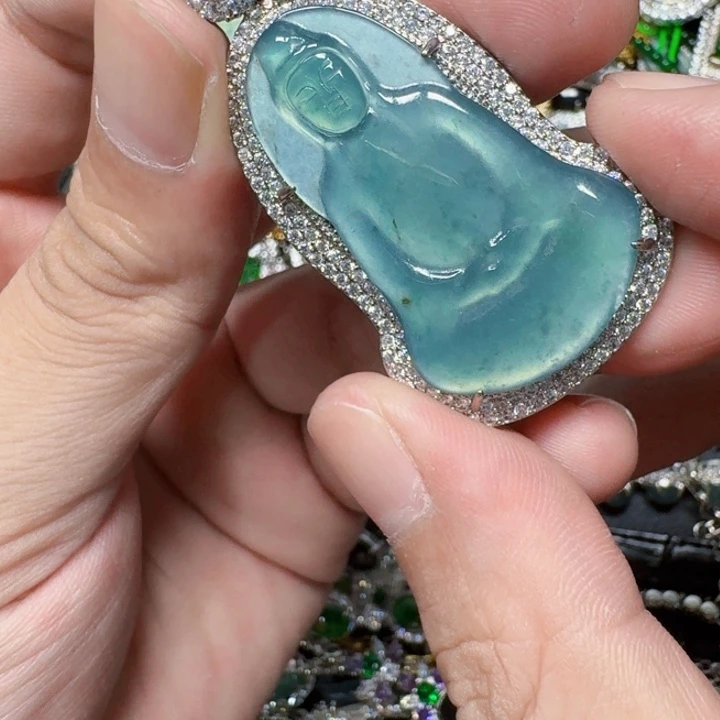 翡翠未镶嵌项圈天然A货翡翠放漏