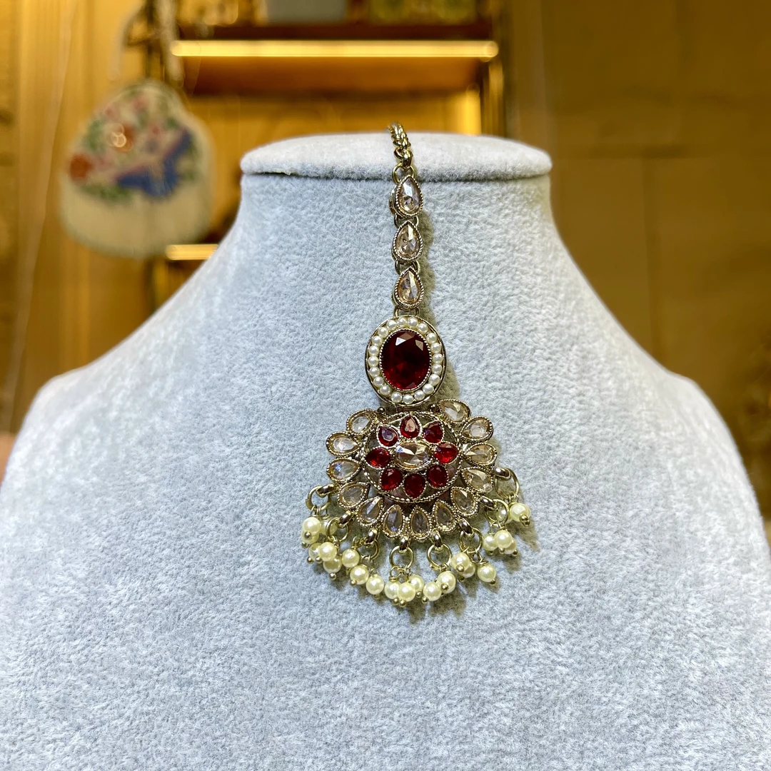 铜合金玻璃吊坠 【04031眉心坠】印度印巴饰品手工红色复古22011