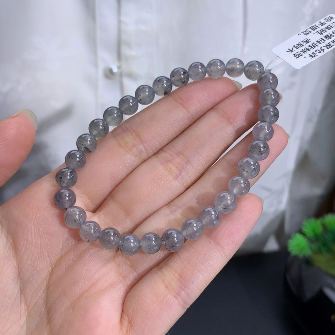未镶嵌手串翡翠卡6.4冰种黑冰乌鸡