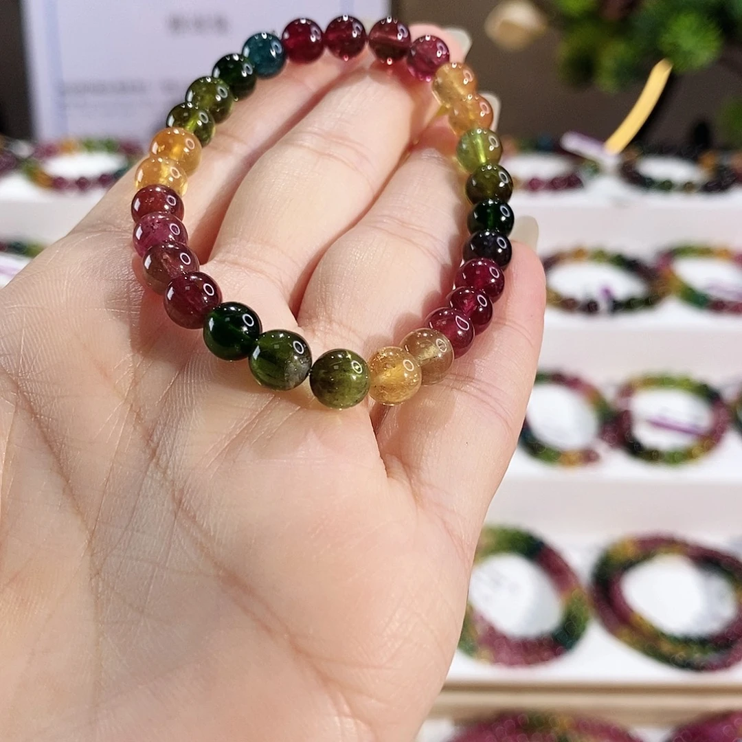 碧玺手串未镶嵌G2637素圈颜色微差