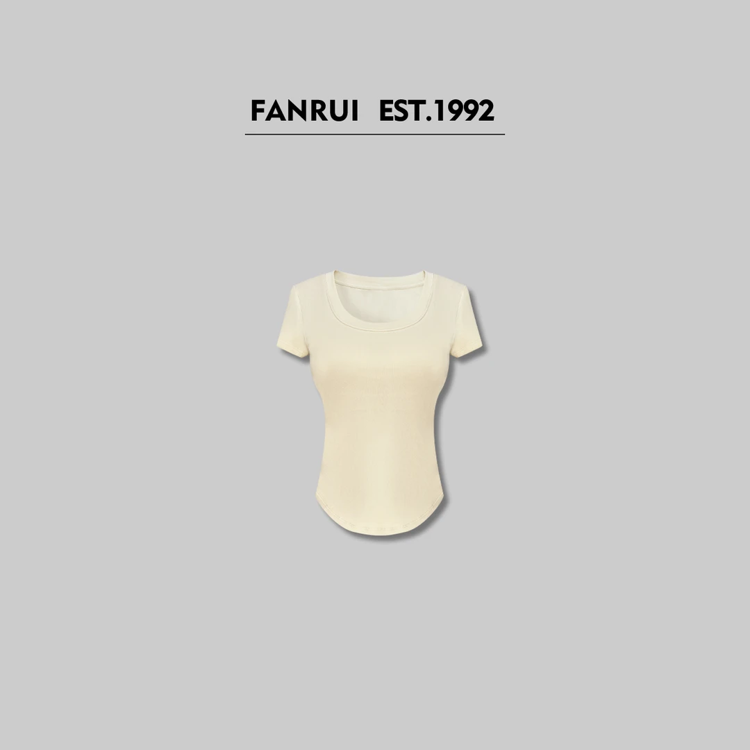 FANRUI/泛芮「米兰千金」天丝小众洋气百搭设计感短袖T恤XY15566