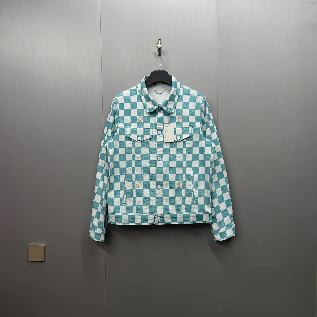 全新未使用 LouisVuitton/路易威登 棋盘格Logo牛仔夹克/12153/54