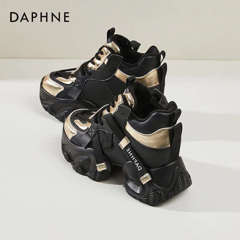 达芙妮时尚运动鞋女款百搭春秋2024新款春季内增高女鞋外穿老爹鞋