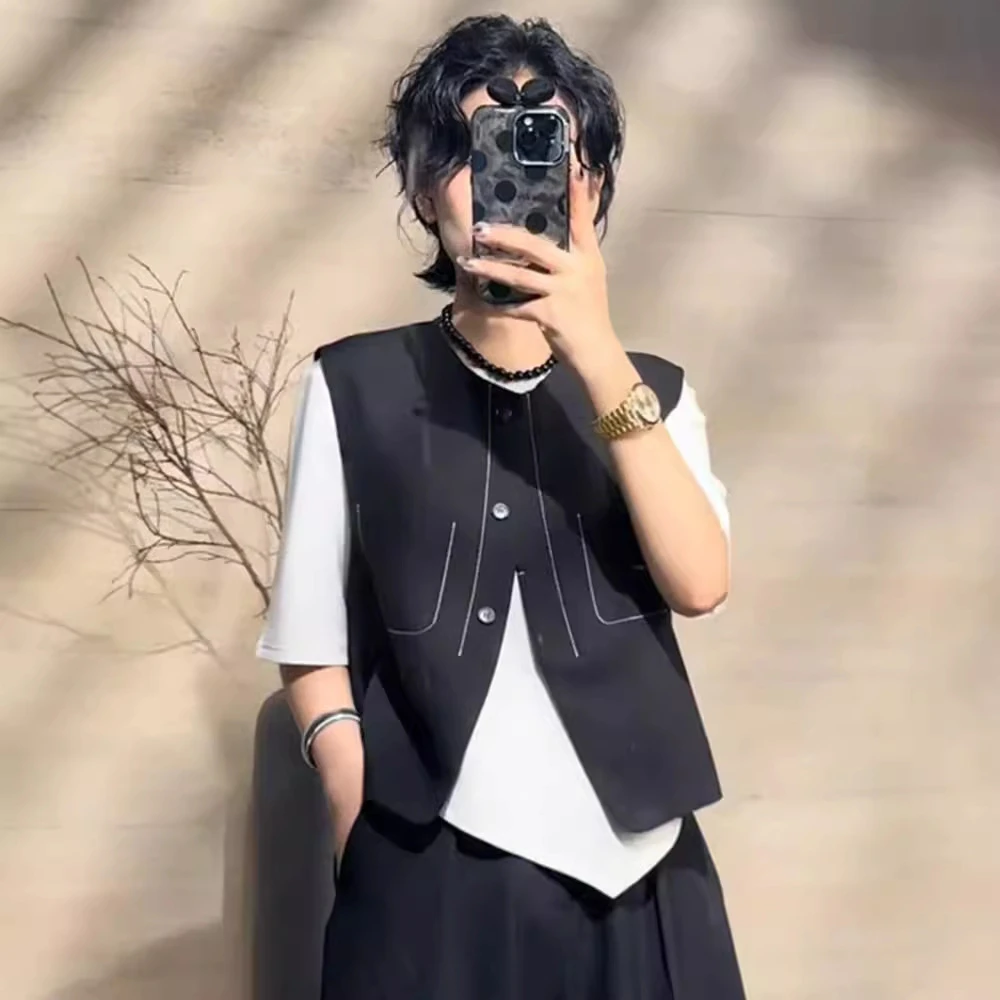 2024秋季新款西装马甲外套女高级感气质休闲短款马夹时尚坎肩上衣