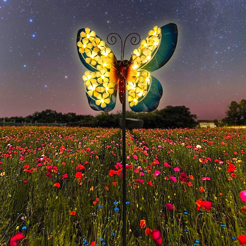 (热卖新款蝴蝶花灯）太阳能户外灯花园别墅草坪景观防水氛围庭院灯
