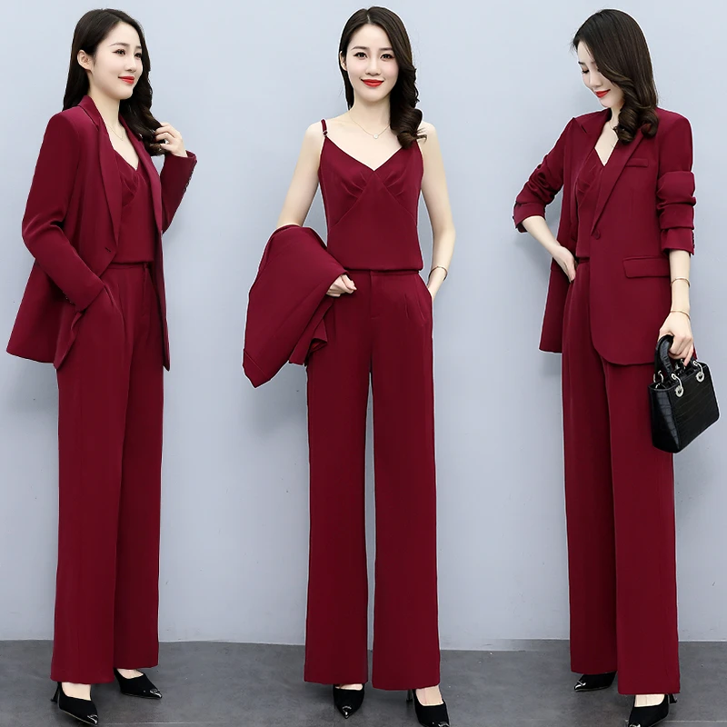 2023春秋季时尚简约大方气质优雅收腰显瘦休闲修身百搭潮流三件套