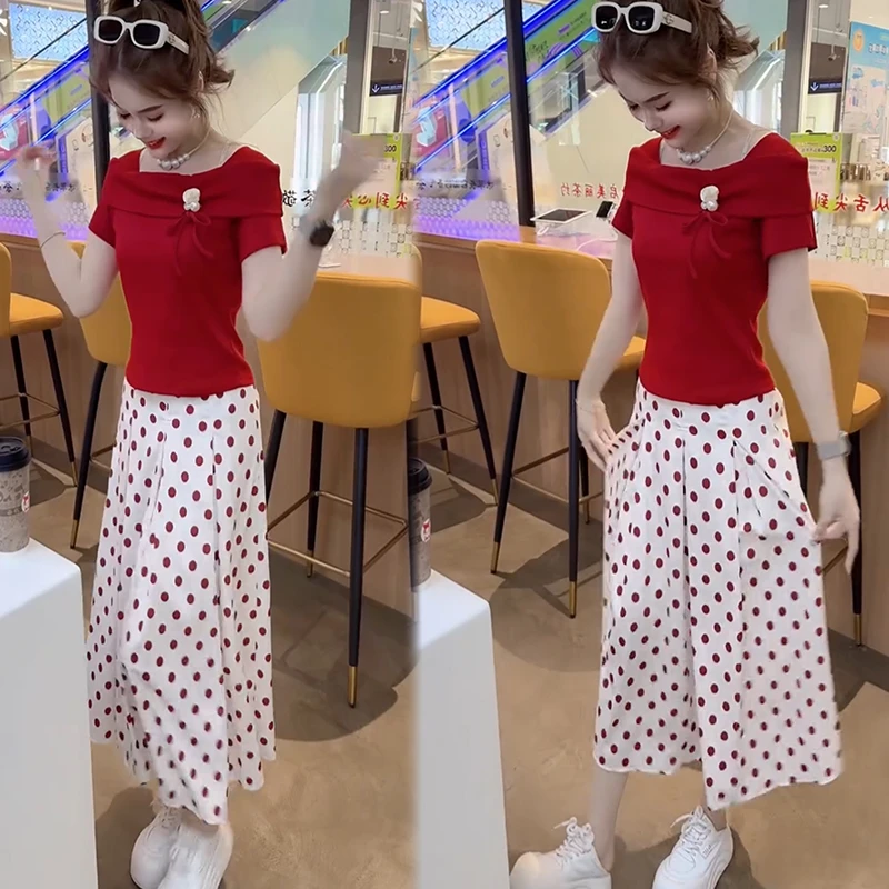 2025夏季新款时尚显瘦气质网红高档洋气女高级宽松大码裙子两件套