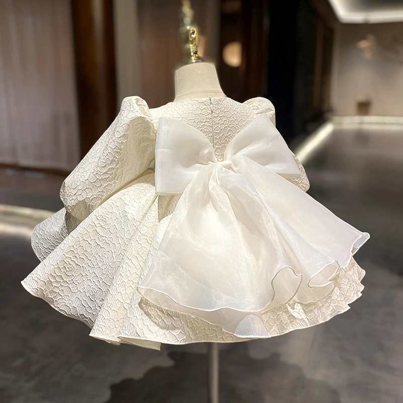 女童连衣裙秋装白色蓬蓬裙小女孩生日公主裙婴儿衣服周岁女宝礼服
