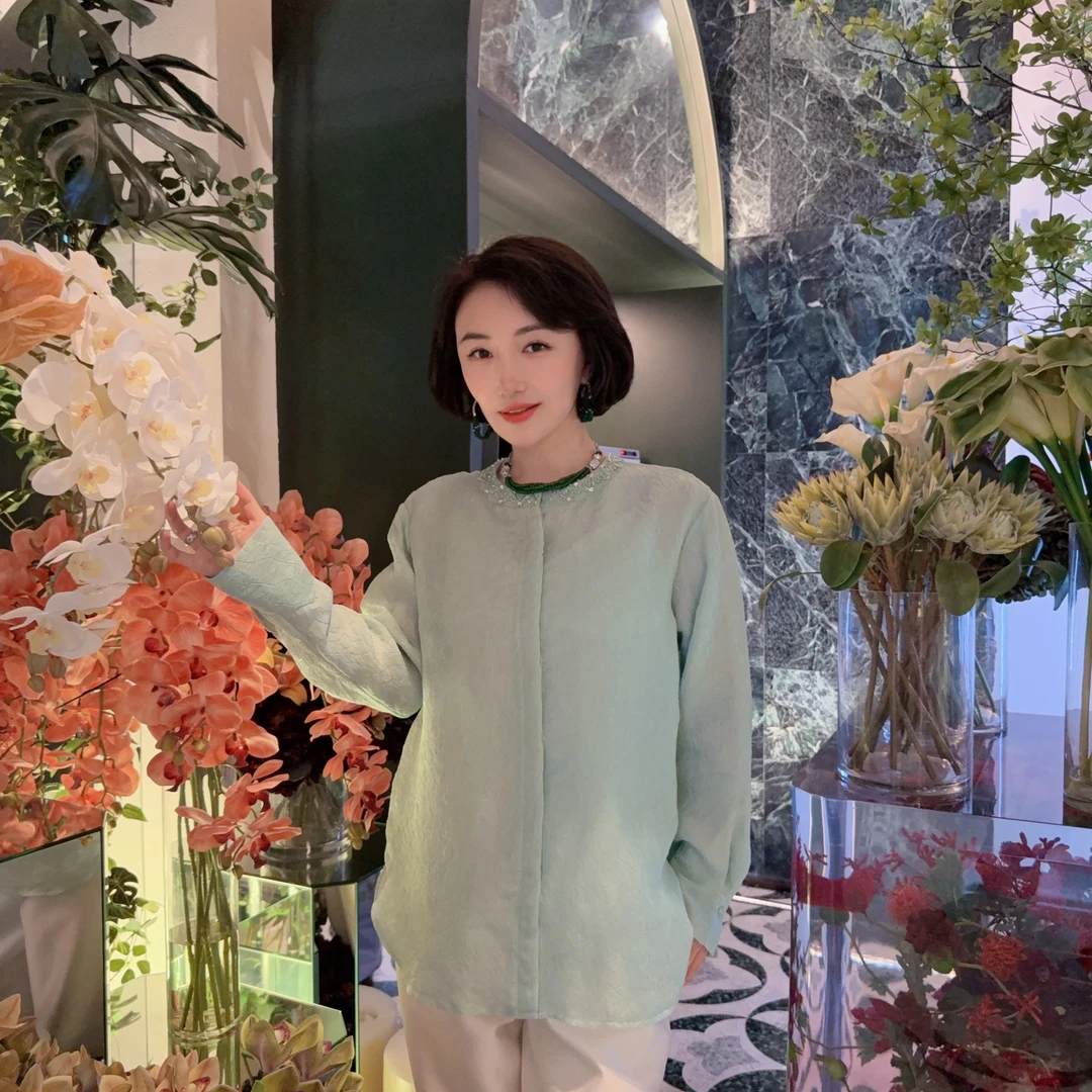 Betty Bairn【屿里】高端系列桑蚕丝提花衬衫24B-BW7115