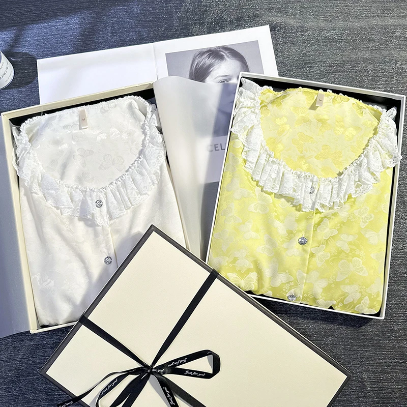 Sifuma/斯服玛《蝴蝶》春秋丝质长袖两件套装睡衣家居服女